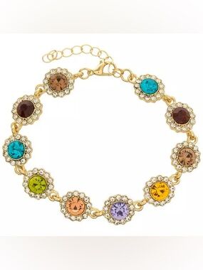 New Gold-Tone Multicolor Crystal Bracelet - Women Jewelry